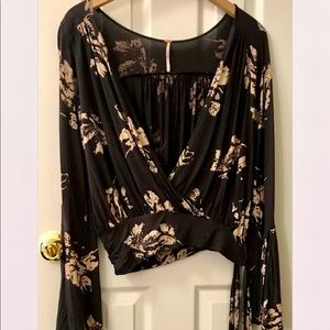 Free People Blouse Size M Tie waist bell sleeve